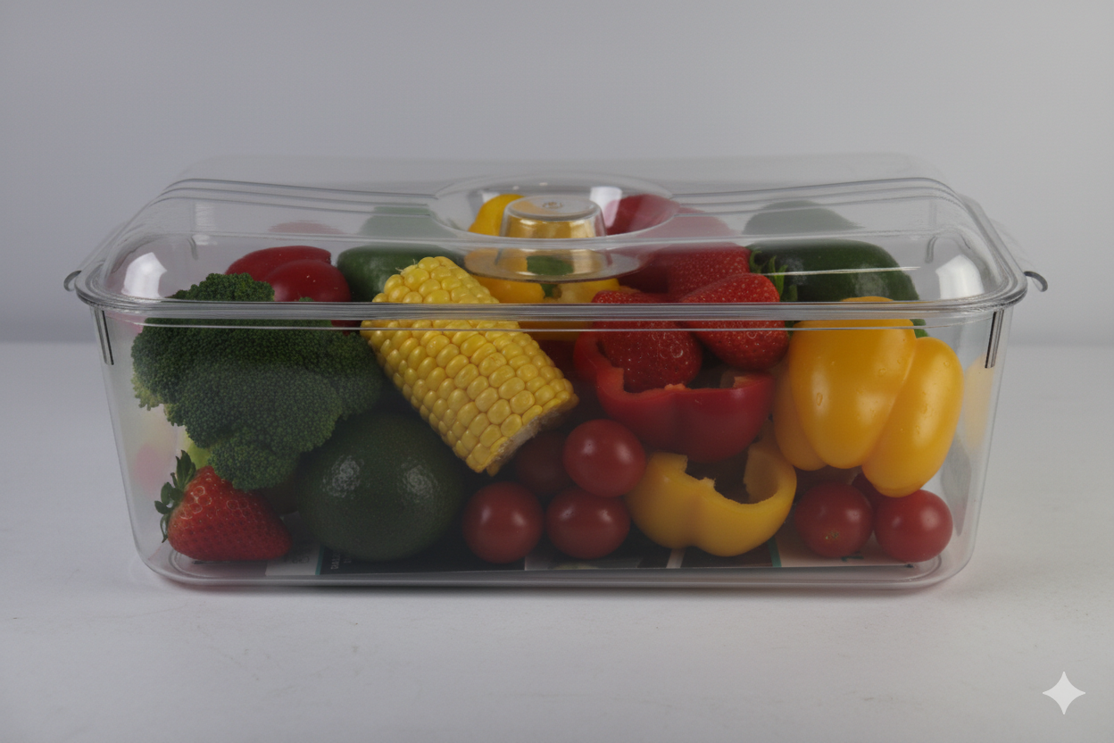 SET NEVERA: ORGANIZADOR DE HUEVOS CON TAPA + RECIPIENTE TRANSPARENTE PARA NEVERA CON TAPA