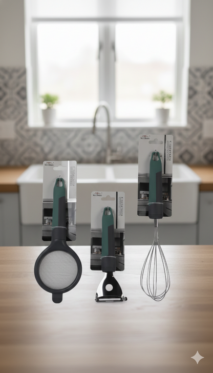 SET DE UTENSILIOS DE COCINA EN ACERO x3 PIEZAS