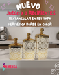 JUEGO x3 TARROS RECTANGULARES DECORADOS CON DORADO