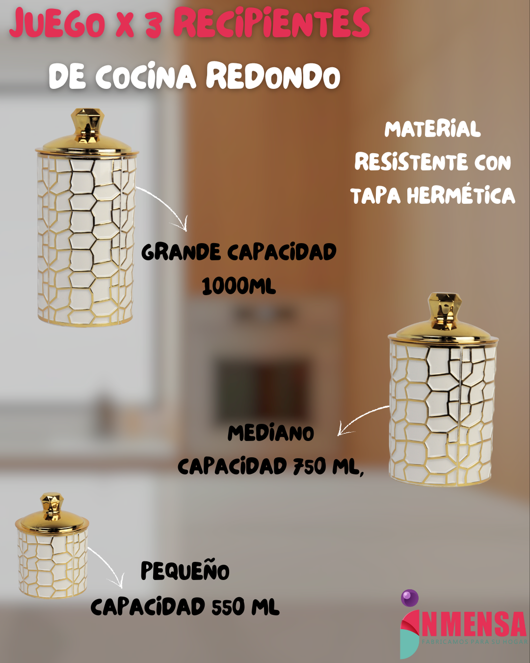 JUEGO DE RECIPIENTES DE COCINA REDONDO x3