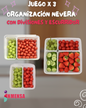 JUEGO ORGANIZADOR PARA NEVERA CON TAPA, DIVISIONES Y ESCURRIDOR x3