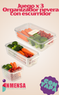 JUEGO ORGANIZADOR PARA NEVERA CON ESCURRIDOR x3
