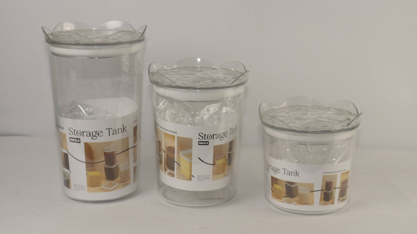 JUEGO DE RECIPIENTES REDONDOS CON TAPA x3