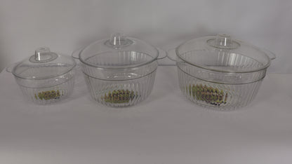 JUEGO DE RECIPIENTES REDONDOS CON TAPA x3