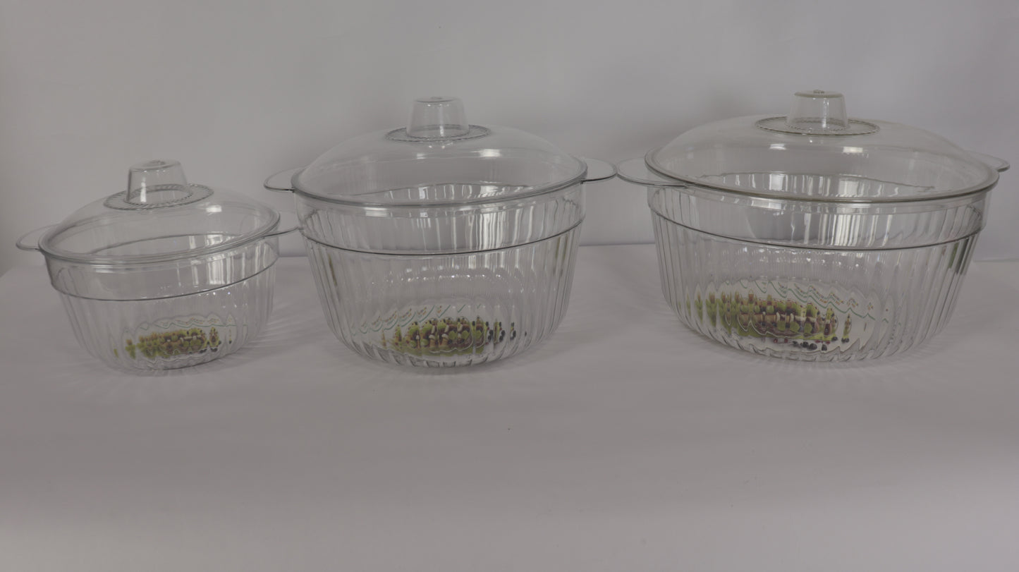 JUEGO DE RECIPIENTES REDONDOS CON TAPA x3