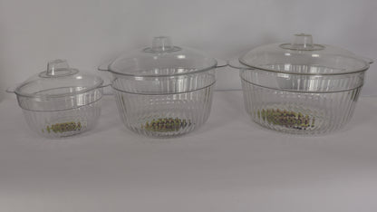 JUEGO DE RECIPIENTES REDONDOS CON TAPA x3