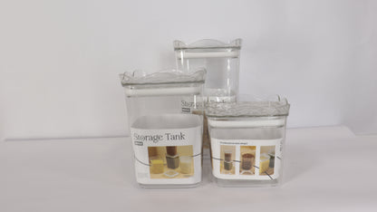 JUEGO DE RECIPIENTES CUADRADOS CON TAPA x3