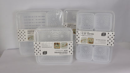 JUEGO DE ORGANIZACIÓN DE NEVERA CON TAPAS, DIVISIONES Y ESCURRIDOR x4