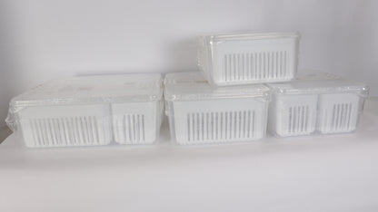 JUEGO DE ORGANIZACIÓN DE NEVERA CON TAPAS, DIVISIONES Y ESCURRIDOR x4