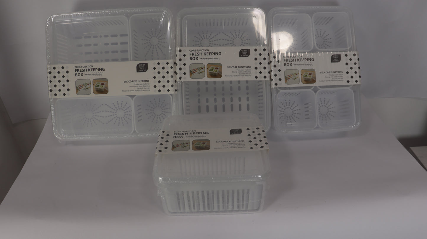 JUEGO DE ORGANIZACIÓN DE NEVERA CON TAPAS, DIVISIONES Y ESCURRIDOR x4