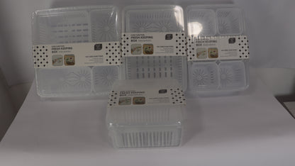 JUEGO DE ORGANIZACIÓN DE NEVERA CON TAPAS, DIVISIONES Y ESCURRIDOR x4