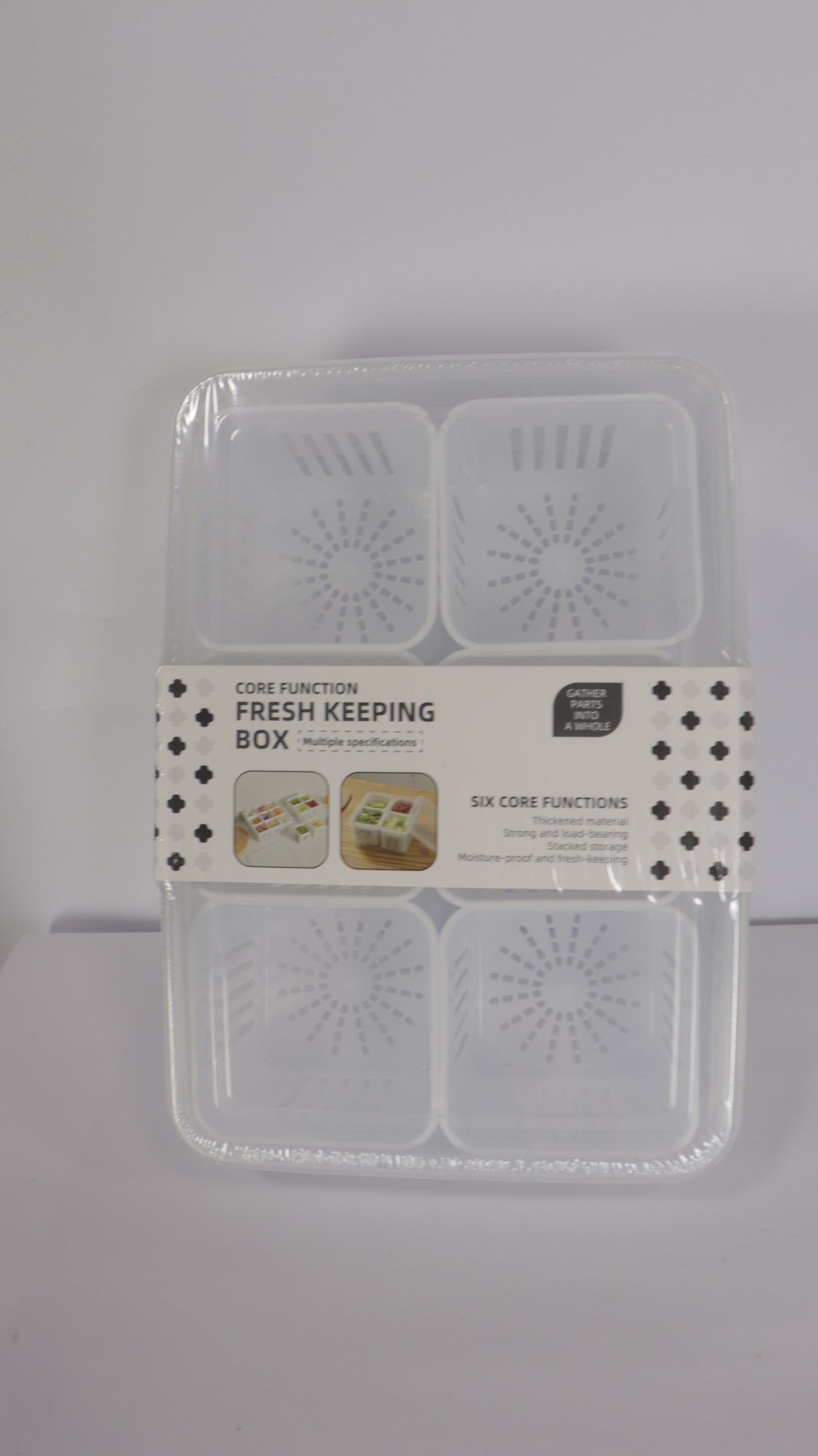 JUEGO DE ORGANIZACIÓN DE NEVERA CON TAPAS, DIVISIONES Y ESCURRIDOR x4