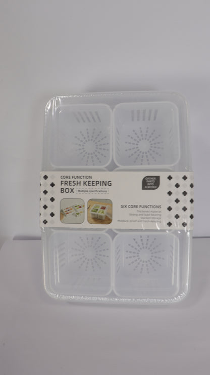 JUEGO DE ORGANIZACIÓN DE NEVERA CON TAPAS, DIVISIONES Y ESCURRIDOR x4