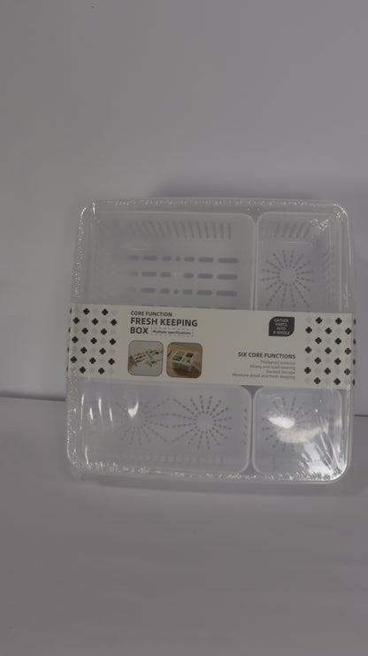 JUEGO DE ORGANIZACIÓN DE NEVERA CON TAPAS, DIVISIONES Y ESCURRIDOR x4