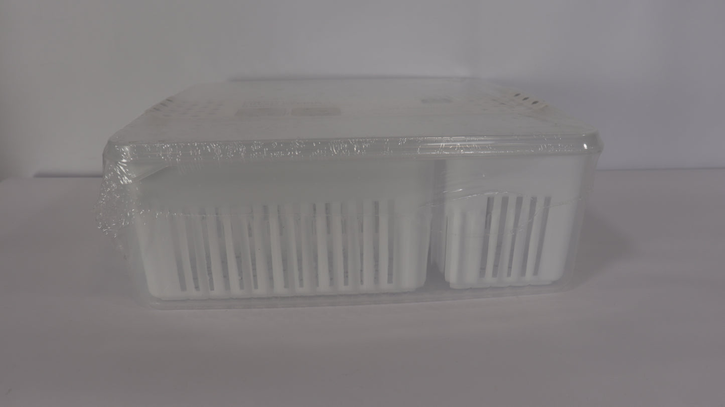 JUEGO DE ORGANIZACIÓN DE NEVERA CON TAPAS, DIVISIONES Y ESCURRIDOR x4