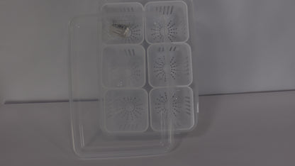 JUEGO DE ORGANIZACIÓN DE NEVERA CON TAPAS, DIVISIONES Y ESCURRIDOR x4