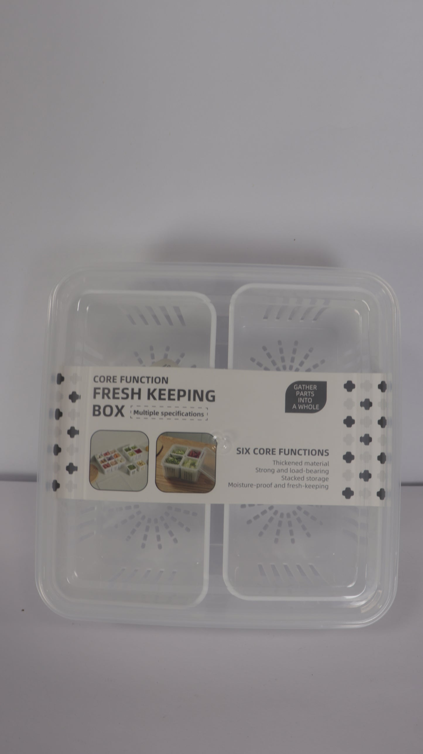 JUEGO DE ORGANIZACIÓN DE NEVERA CON TAPAS, DIVISIONES Y ESCURRIDOR x4