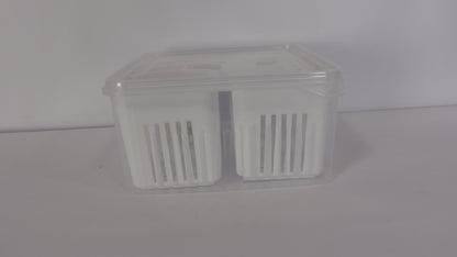 JUEGO ORGANIZADOR PARA NEVERA CON TAPA, DIVISIONES Y ESCURRIDOR x3