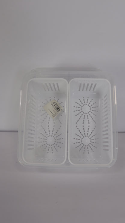 JUEGO ORGANIZADOR PARA NEVERA CON TAPA, DIVISIONES Y ESCURRIDOR x3