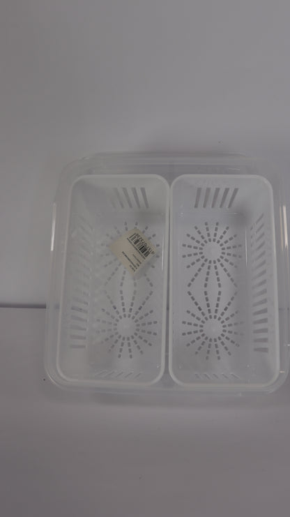 JUEGO ORGANIZADOR PARA NEVERA CON TAPA, DIVISIONES Y ESCURRIDOR x3