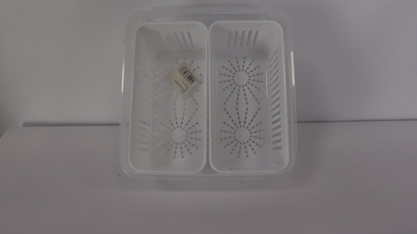 JUEGO DE ORGANIZACIÓN DE NEVERA CON TAPAS, DIVISIONES Y ESCURRIDOR x4