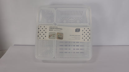 JUEGO ORGANIZADOR PARA NEVERA CON TAPA, DIVISIONES Y ESCURRIDOR x3