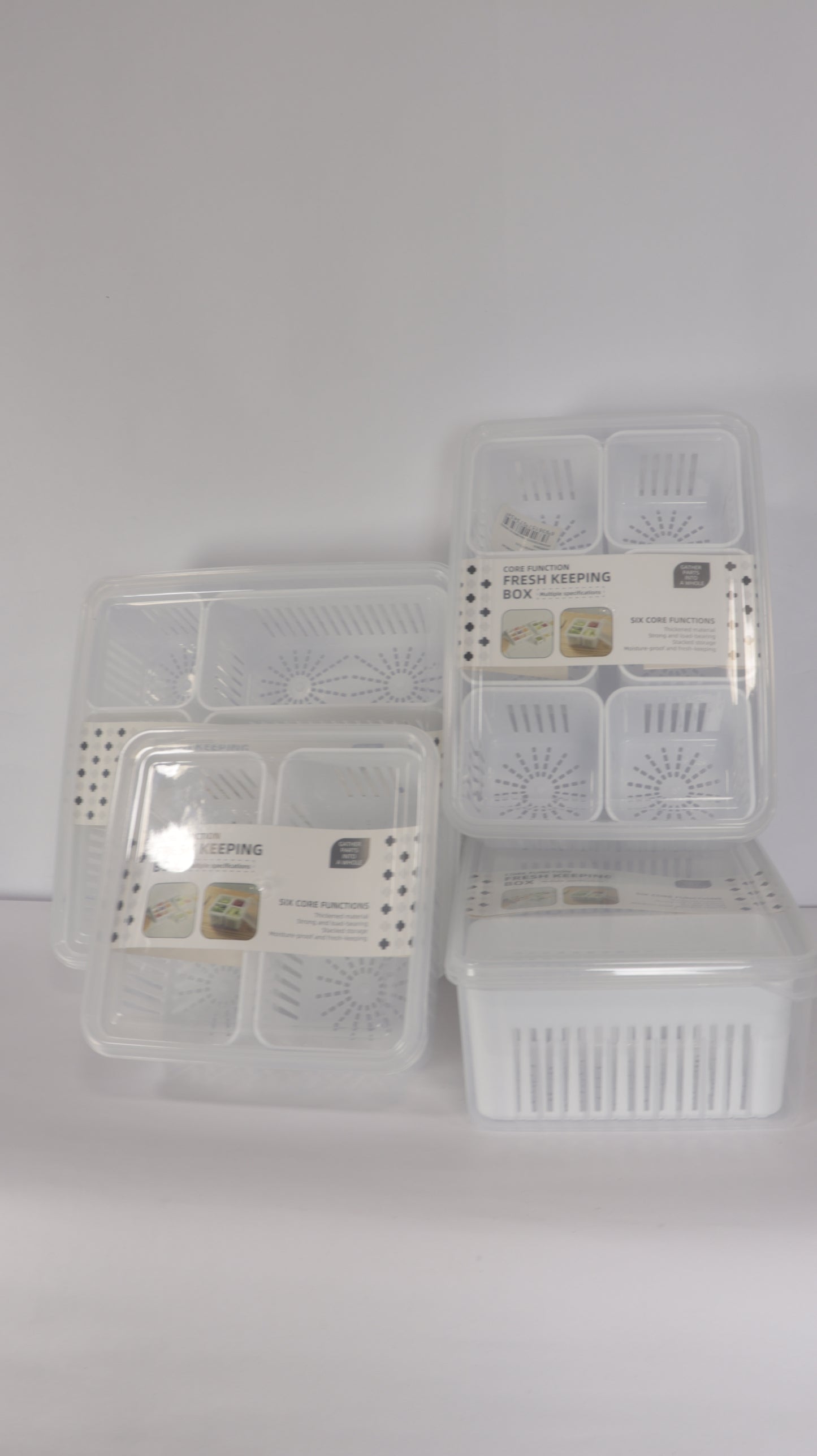 JUEGO DE ORGANIZACIÓN DE NEVERA CON TAPAS, DIVISIONES Y ESCURRIDOR x4