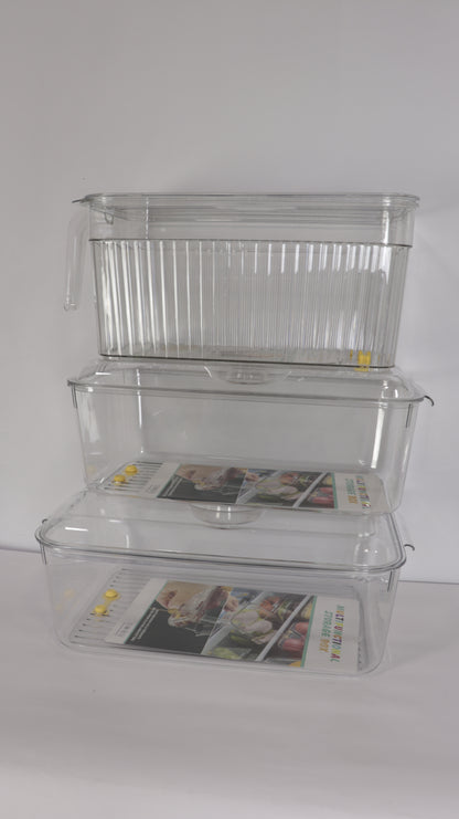 JUEGO ORGANIZADOR DE NEVERA CON TAPA x3