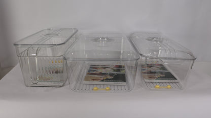 JUEGO ORGANIZADOR DE NEVERA CON TAPA x3
