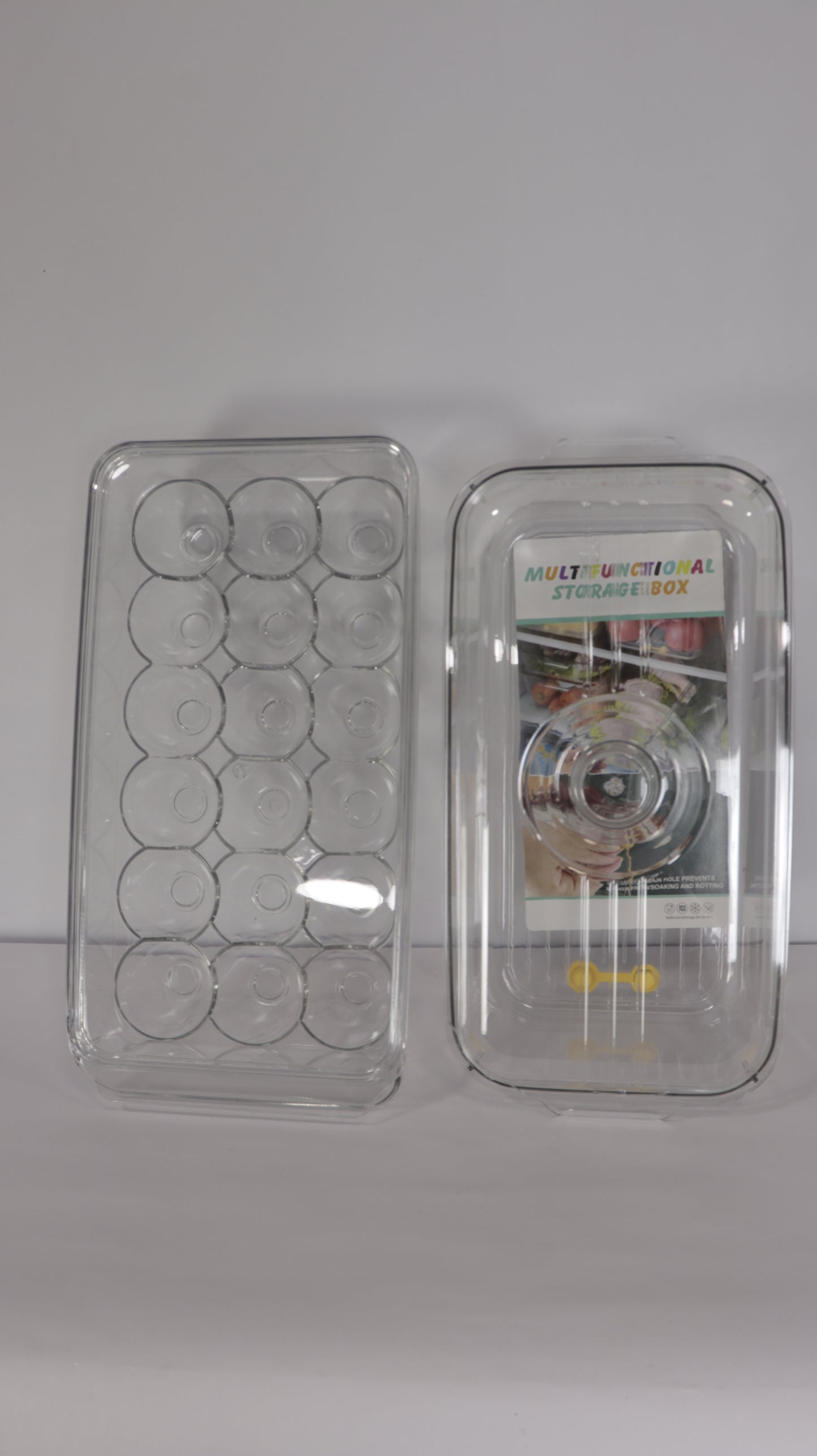 SET NEVERA: ORGANIZADOR DE HUEVOS CON TAPA + RECIPIENTE TRANSPARENTE PARA NEVERA CON TAPA