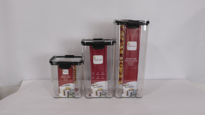 JUEGO DE RECIPIENTES RECTANGULARES ORGANIZADORES DE DESPENSA CON TAPA x3