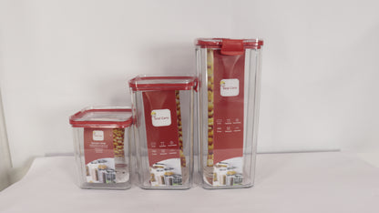 JUEGO DE RECIPIENTES RECTANGULARES ORGANIZADORES DE DESPENSA CON TAPA x3