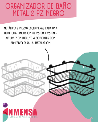 ORGANIZADOR DE BAÑO DE METAL x2 PIEZAS