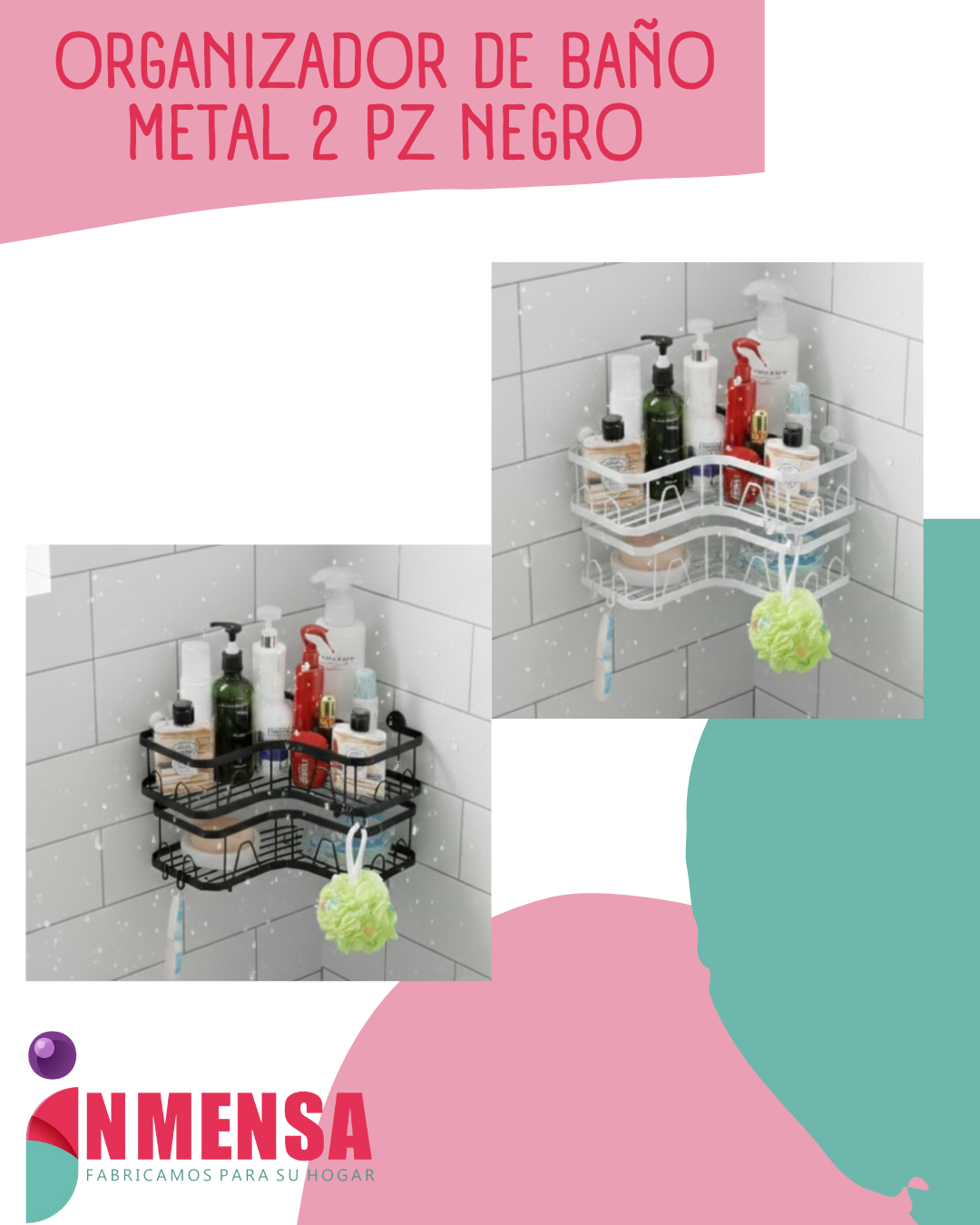 ORGANIZADOR DE BAÑO DE METAL x2 PIEZAS