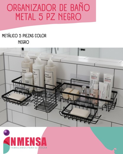 ORGANIZADOR DE BAÑO EN METAL x5 PIEZAS