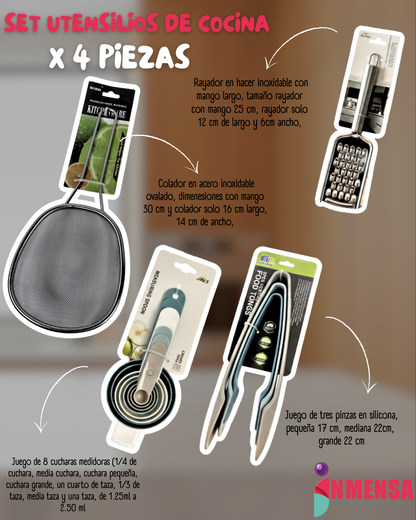 SET DE UTENSILIOS DE COCINA x4 PIEZAS