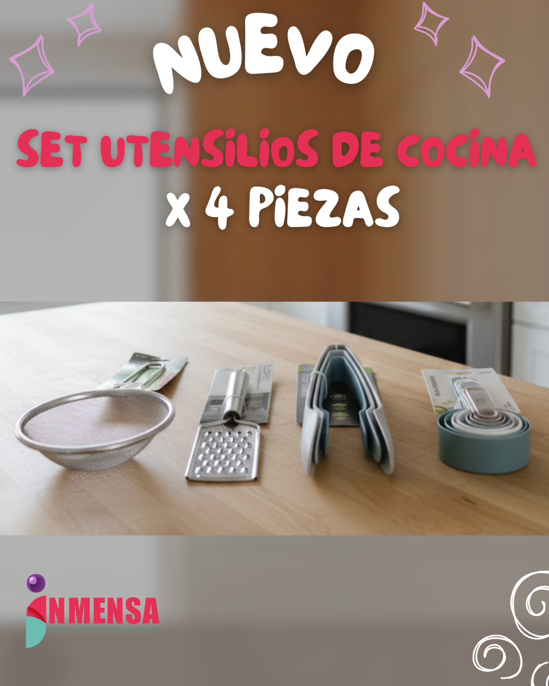 SET DE UTENSILIOS DE COCINA x4 PIEZAS