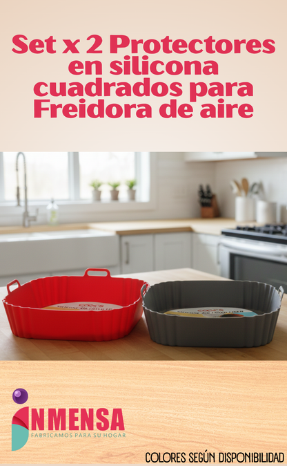 SET DE PROTECTORES EN SILICONA CUADRADOS PARA FREIDORA DE AIRE x2