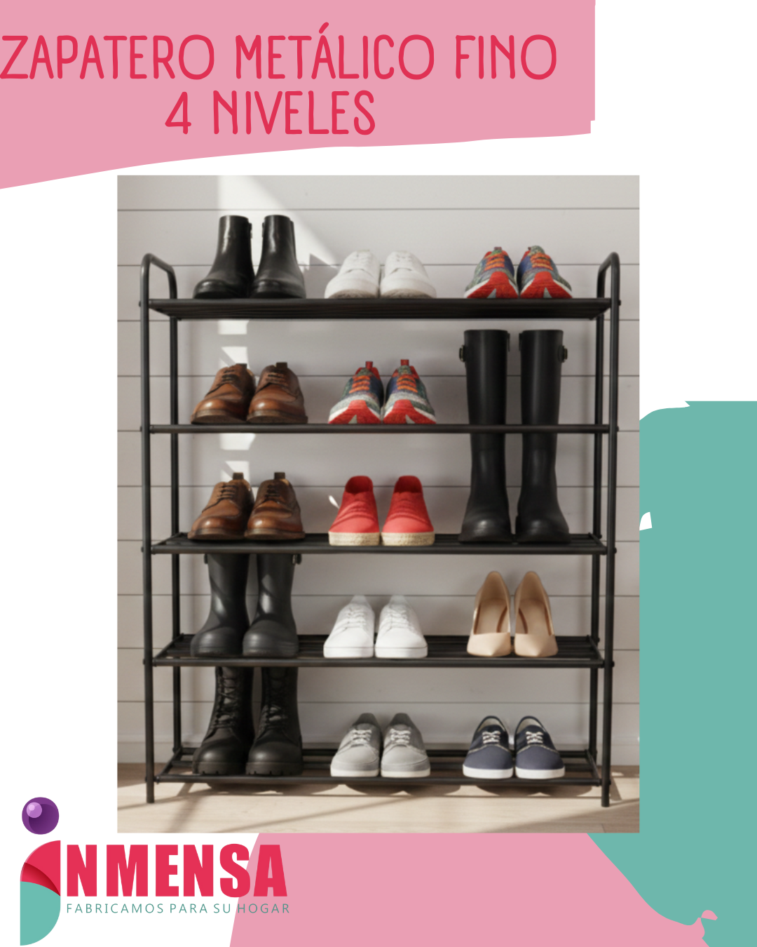 ZAPATERO METALICO FINO 4 PISOS