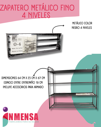 ZAPATERO METALICO FINO 4 PISOS